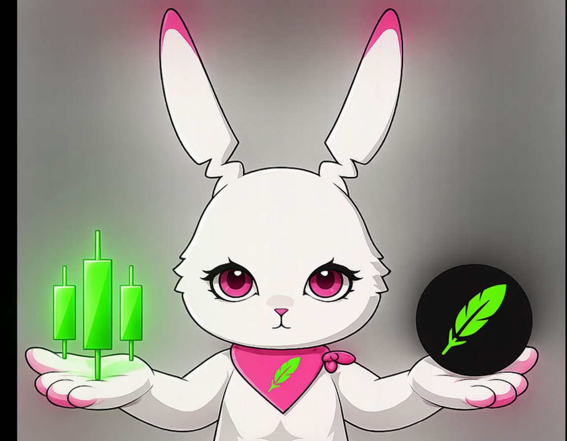 Fluffey holding green candles and a feather mark